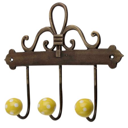 Yellow White Dot Ceramic Iron Hooks